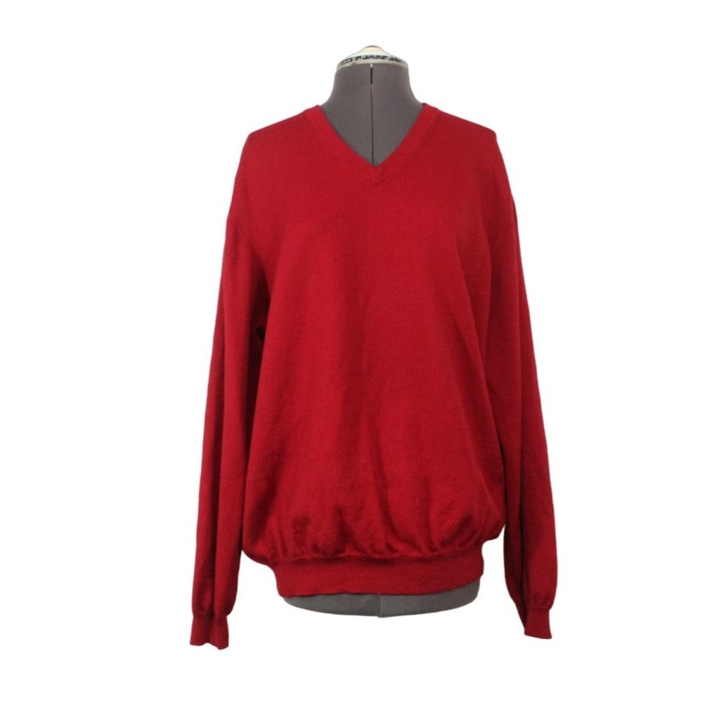 Brooks Brothers stretch men's v-neck merino wool blend sweater XL